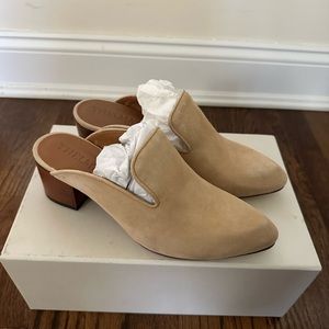 Thelma Ava nude suede mules. NWT. Size 37
